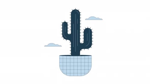 Animação de flor de cacto em nuvens