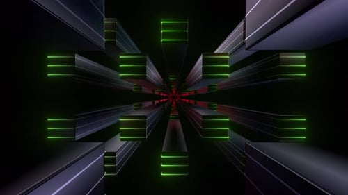 4k Green Neon Boxes Tunnel