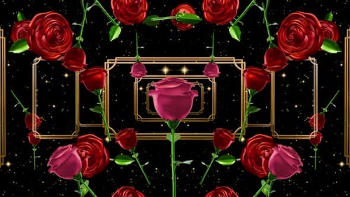 4K Red Pink Flowers Frame