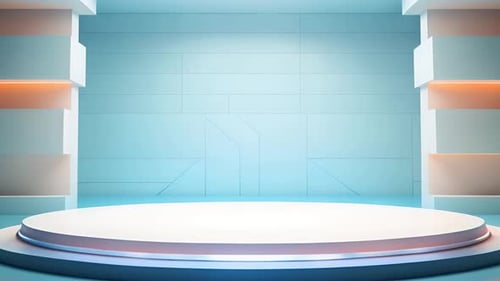 Futuristic Virtual Studio Background with Animated Podium