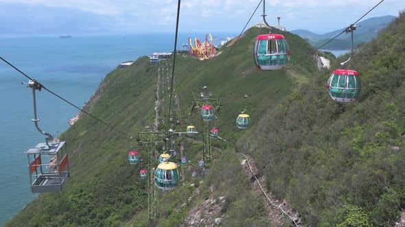 Cable car rides are seen at the amusement and animal theme park Ocean ...