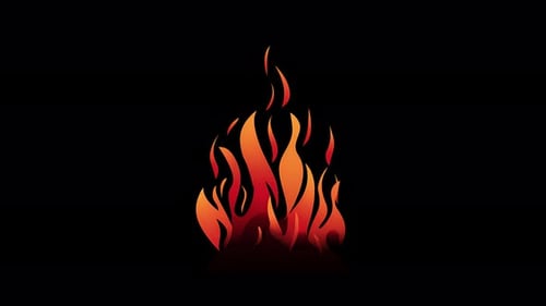 Dynamic flame animation on black background showing intensity and movement
