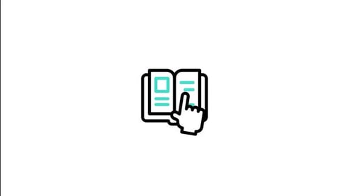 Animated Book Icon with Hand Tapping Action