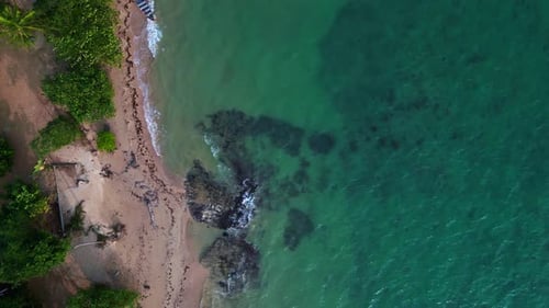 Serene Tropical Ao Kao Beach, Lush Greenery. Wonderful aerial view flight drone