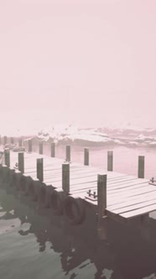 Old Wooden Pier in the Cold Norwegian Sea