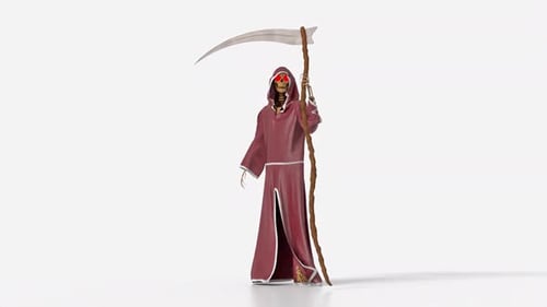 Grim Reaper Stand Idle With Dynamic Dress Simulate in Wind