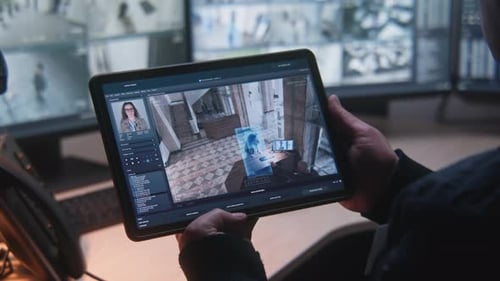 Digital Tablet with CCTV Camera Footage