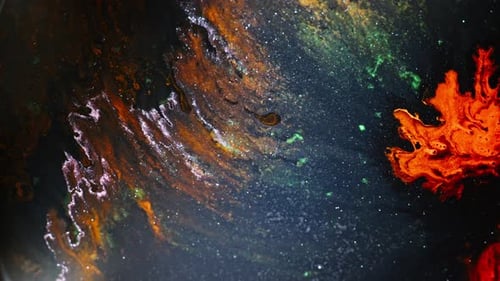Colorful Abstract Art Galaxy Background with Orange and Green
