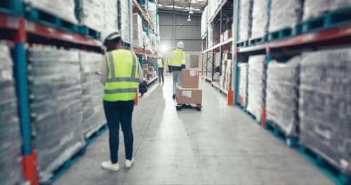 Personnes vérifiant l'inventaire dans l'entrepôt, la distribution et le stockage du commerce électronique