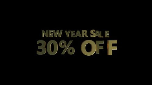 Golden 3D Text Animation for New Year Sale Offer