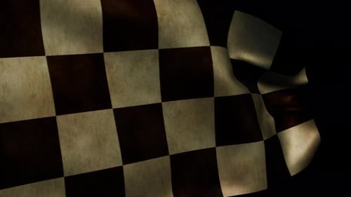 Karierte Flagge mit abgenutztem Stoff, der im Wind in einer Loop-Animation flattert