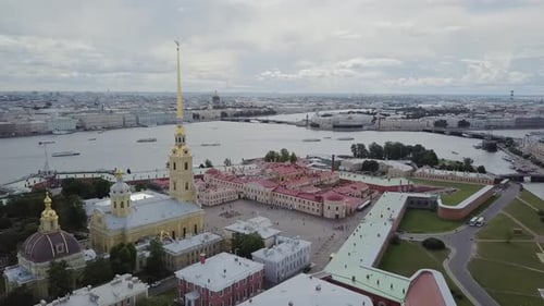 Saint-Petersburg view on Peter and Paul Fortress aerial view