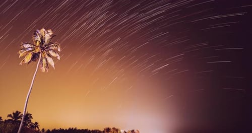 Night Star Time Lapse on Tropical Beach