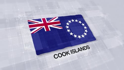 Cook Islands Flag Presentation Displayed On Modern Clean White Background