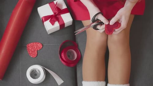 Trimming a Glitter Heart for Valentine's Gift