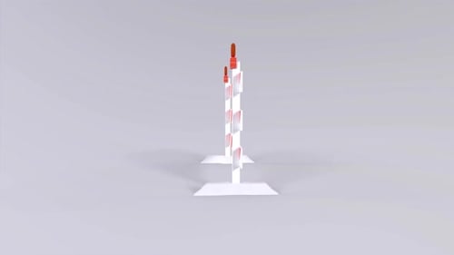 3D Animated Road Closed Barrier with Flashing Lights