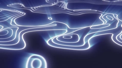 Abstrakte blaue geschlungene futuristische Hightech-Landschaft mit Bergen