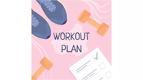 Flat Design Workout Plan Checklist Animation with Fitness Items