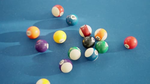 White Ball Hitting Pool Balls and Spread Them