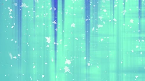 Animated Blue and green abstract design with white shapes.