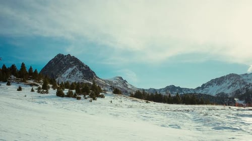 Snowy Mountain Landscape Showcasing Winter Sports Activities in a Serene Setting