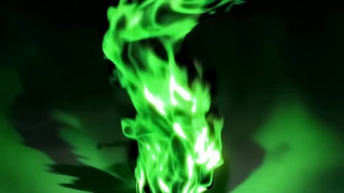 Stylized Green Magic Fire Burning Animation
