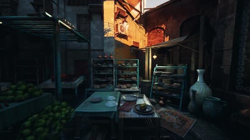 Middle Eastern Market Stall with Dynamic Lighting