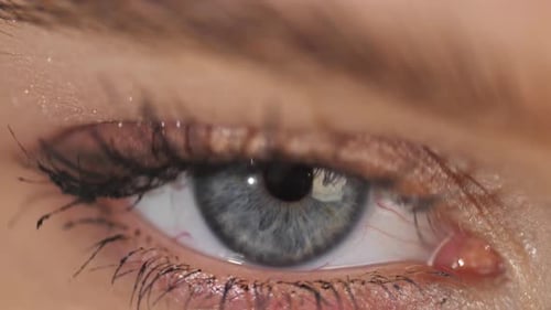 Close Up of a Woman's Eye Opening and Closing