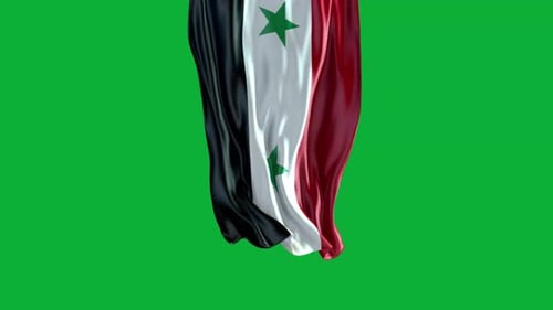 Realistic 3D Syrian Flag Waving on Green Screen