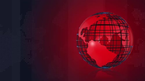 Looping Red Earth Globe for Global News Broadcast Background
