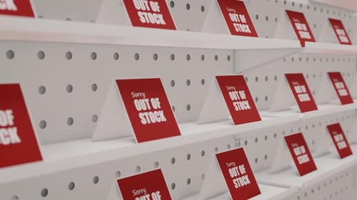 Animated Store Shelves with Out of Stock Signs