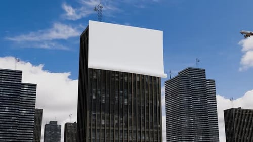 Urban Skyscraper Billboard Unfurling Animation