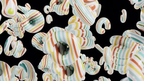 Colorful Abstract Striped Candy Objects Morphing Flow