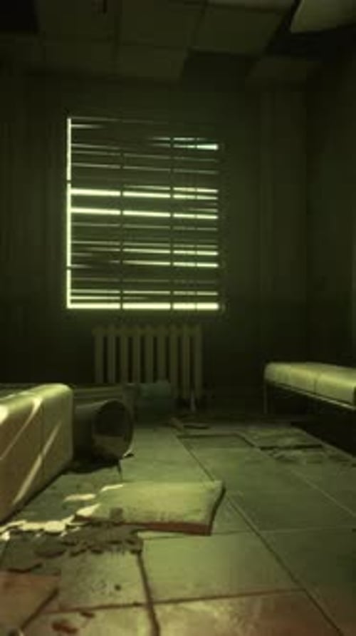 Abandoned Hospital Room with Flickering Light Horror Animation