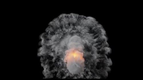 Falling ice smoke on the ground creating shockwave