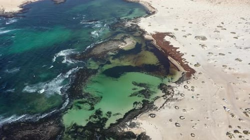 Aerial View of Natural Pools at Playa de los Carchos, Fuerteventura