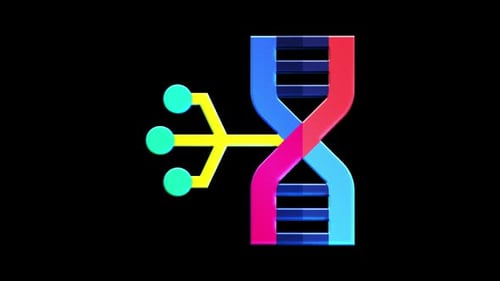Colorful 3D DNA Circuit Rotating Loop Animation