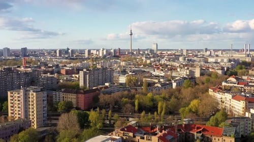 Aerial view of Berlin cityscape with TV Tower, Germany.