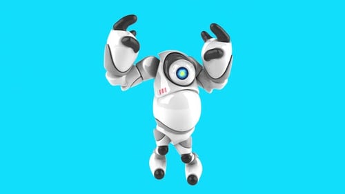 Fun 3D cartoon happy robot (with alpha channel)
