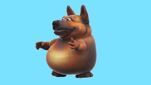 Fun 3D cartoon dog dancing (with alpha channel)