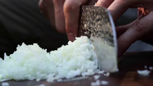 Close Up Chopping Onion