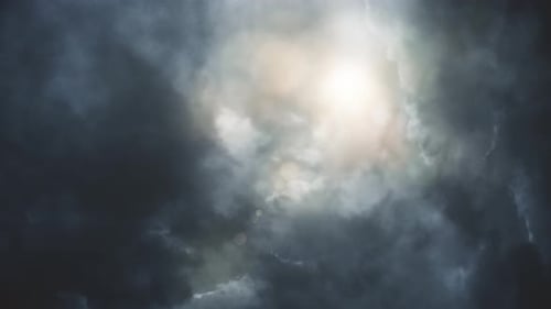 point of view sunlight and atmosphere inside thick clouds.