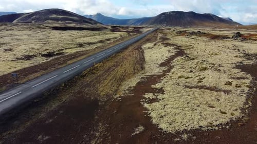 Iceland Road Landscape Beautiful Volcanic Nature in Sunny Weather Travel Destination Road Number One