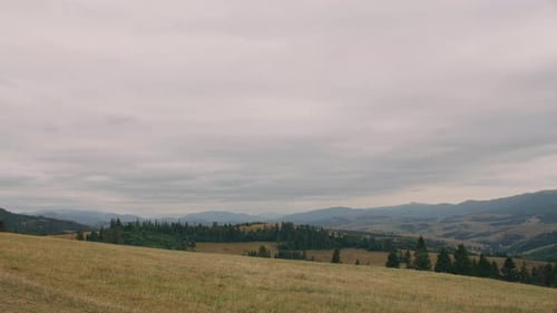 Panorama View on Beautiful Greenery Hills Valley
