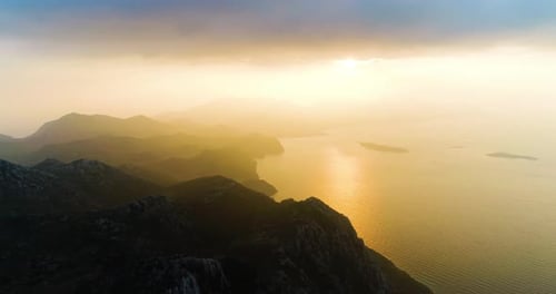 Mountain and sun landscape