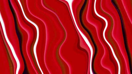 Fluid Abstract Red and White Wavy Lines Background Animation