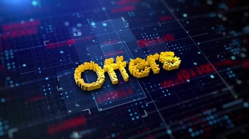 Animated 3D Pixel Offers Text on Futuristic Digital Grid