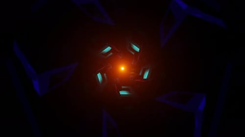 Abstract Geometric Glowing Tunnel Loop Background