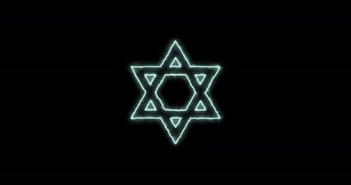Glowing Star of David Neon Symbol Animation