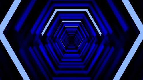 Hexagon Dark Blue With Glare Effect Tunnel Vj Loop Background